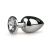 Metalen buttplug met transparante diamant - zilverkleurig