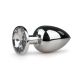 Metalen buttplug met transparante diamant - zilverkleurig