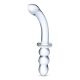 Ribbed | Glazen dildo met gebogen schacht en bolvormige punt | 20,3 cm