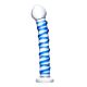 Blue Spiral | Glazen geribbelde dildo met verdikte spiraal richel | 18 cm